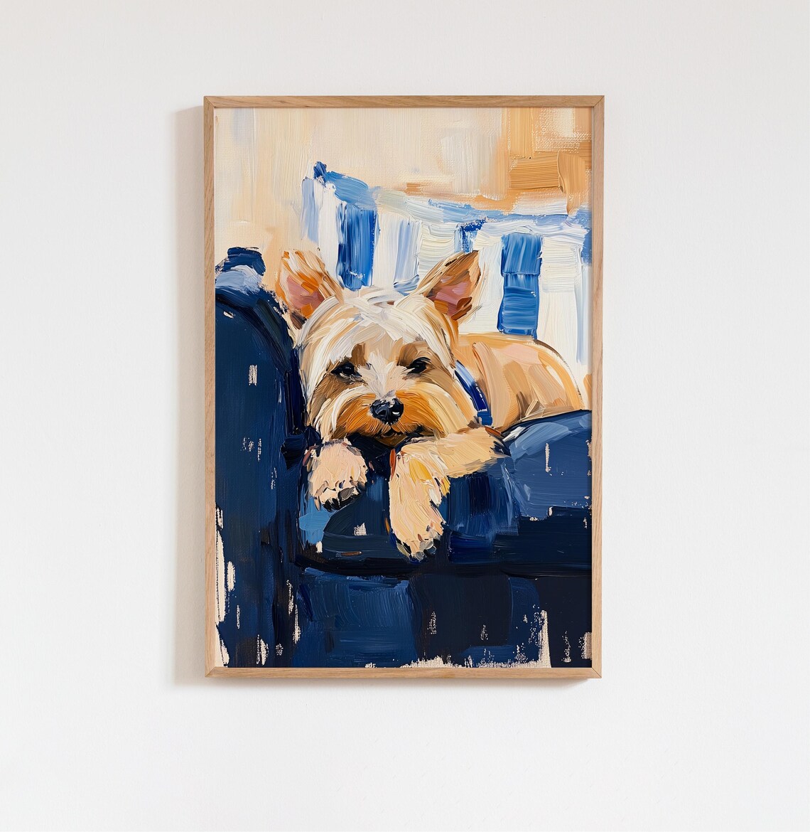 Yorkie Dog Oil Painting, Modern Impressionist Portrait