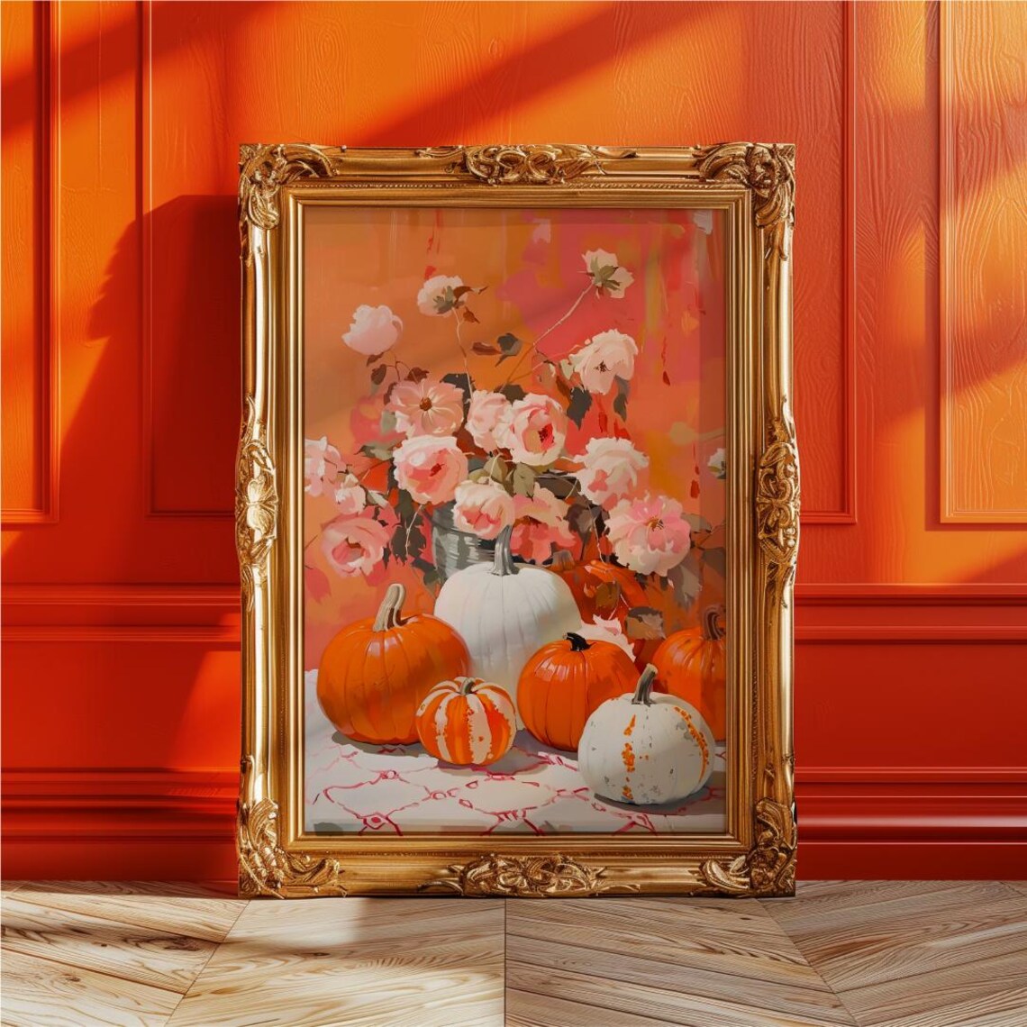Colorful Dopamine Fall Pumpkin Still Life Art Print