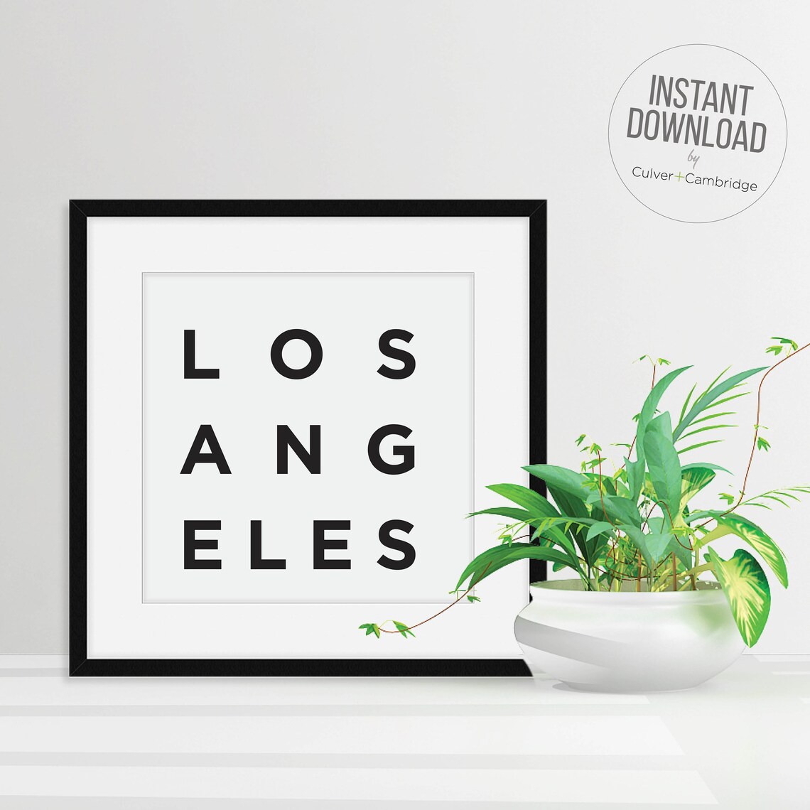 Los Angeles Block Letter Typography Minimalist City Art Poster - Image 3