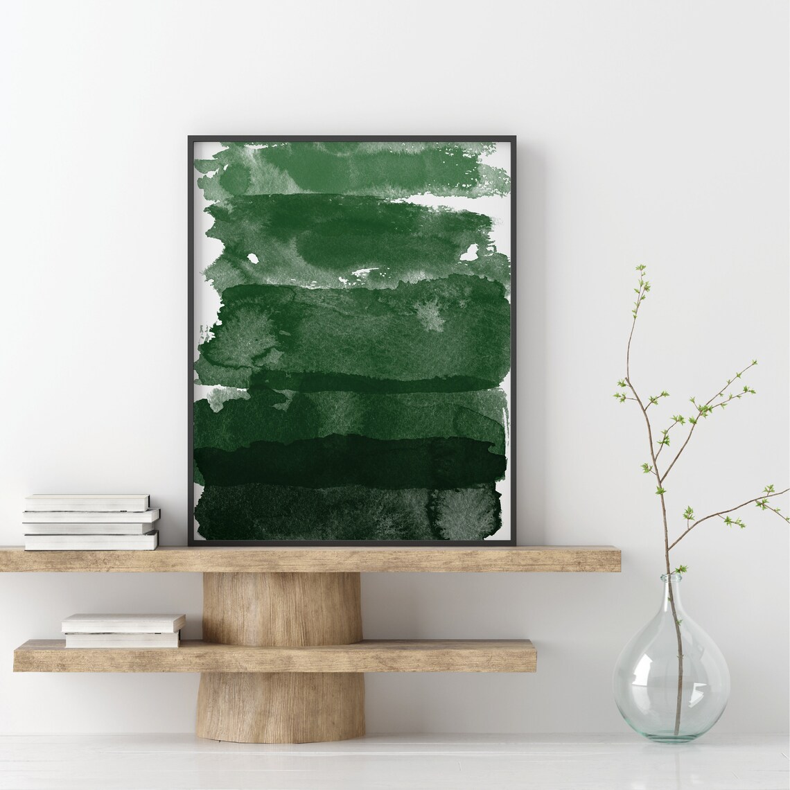 Emerald Green Abstract Watercolor Brushstroke Art Print Wall Decor - Image 4