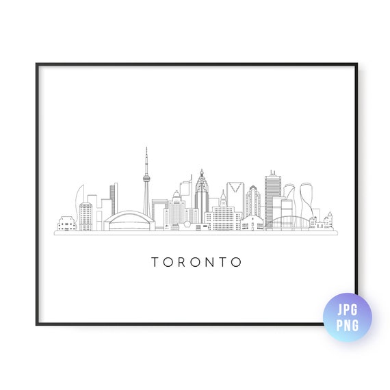 Toronto Skyline Print Canada Line Art Instant Wall Jpg Png