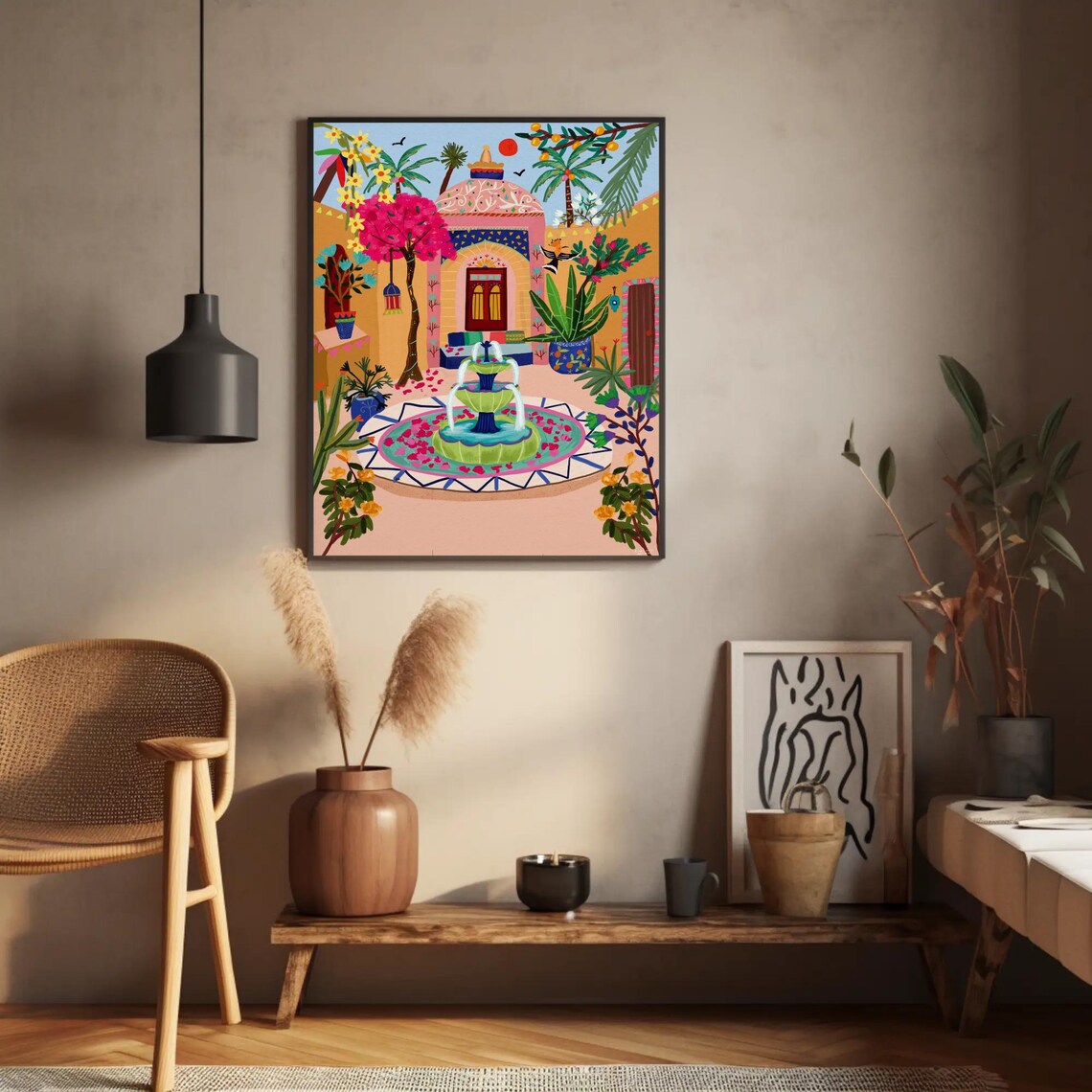 Arabian Courtyard Fountain Domed Pavilion Garden Oasis Art Print - Image 4
