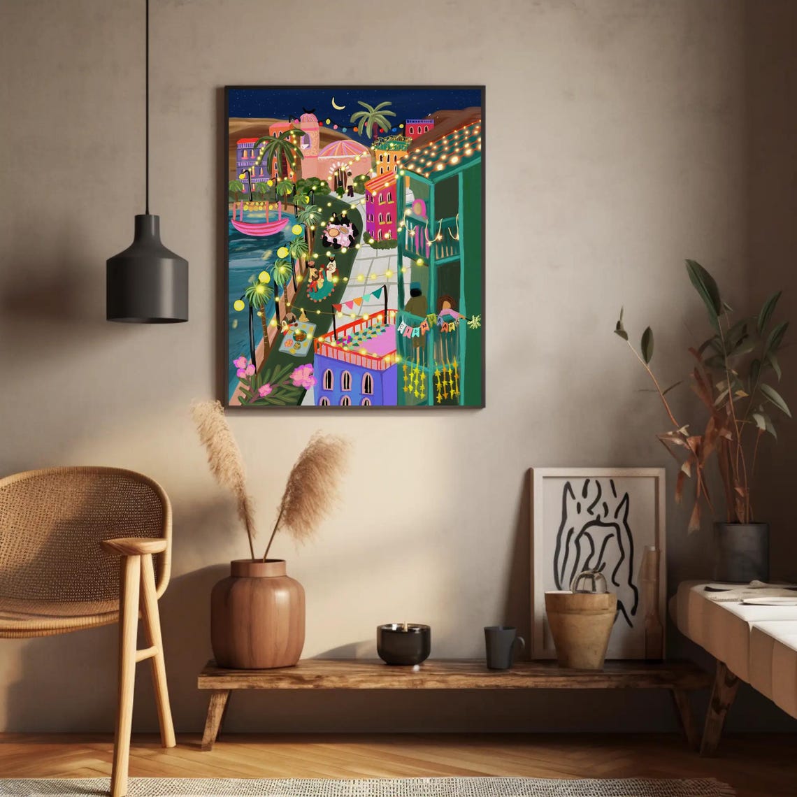 Eid In Marrakech Night Market Lanterns Lights Crescent Moon Poster - Image 5