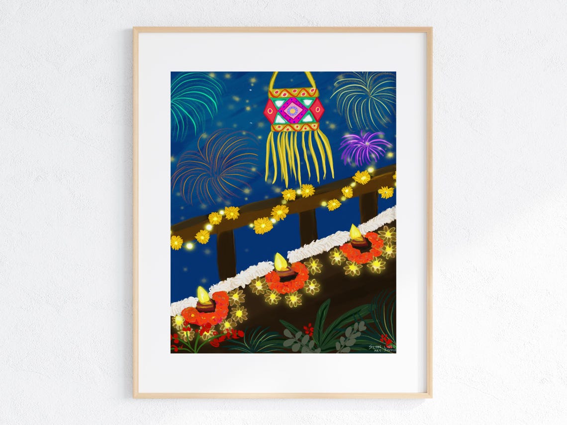 Diwali Poster Indian Festival Print Diwali Art Print Diwali Decoration Diwali Home Wall Decor Festival Of Lights Indian Celebration