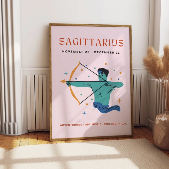Sagittarius Print Zodiac Poster Zodiac Horoscope Png Sagittarius Star Sign Sagittarius Gift Pink Dorm Wall Art