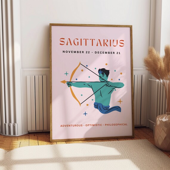 Sagittarius Zodiac Archer Horoscope Birthday Gift Art Poster