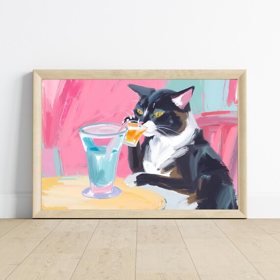 Funny Cat Paintings, Cat Room Decor