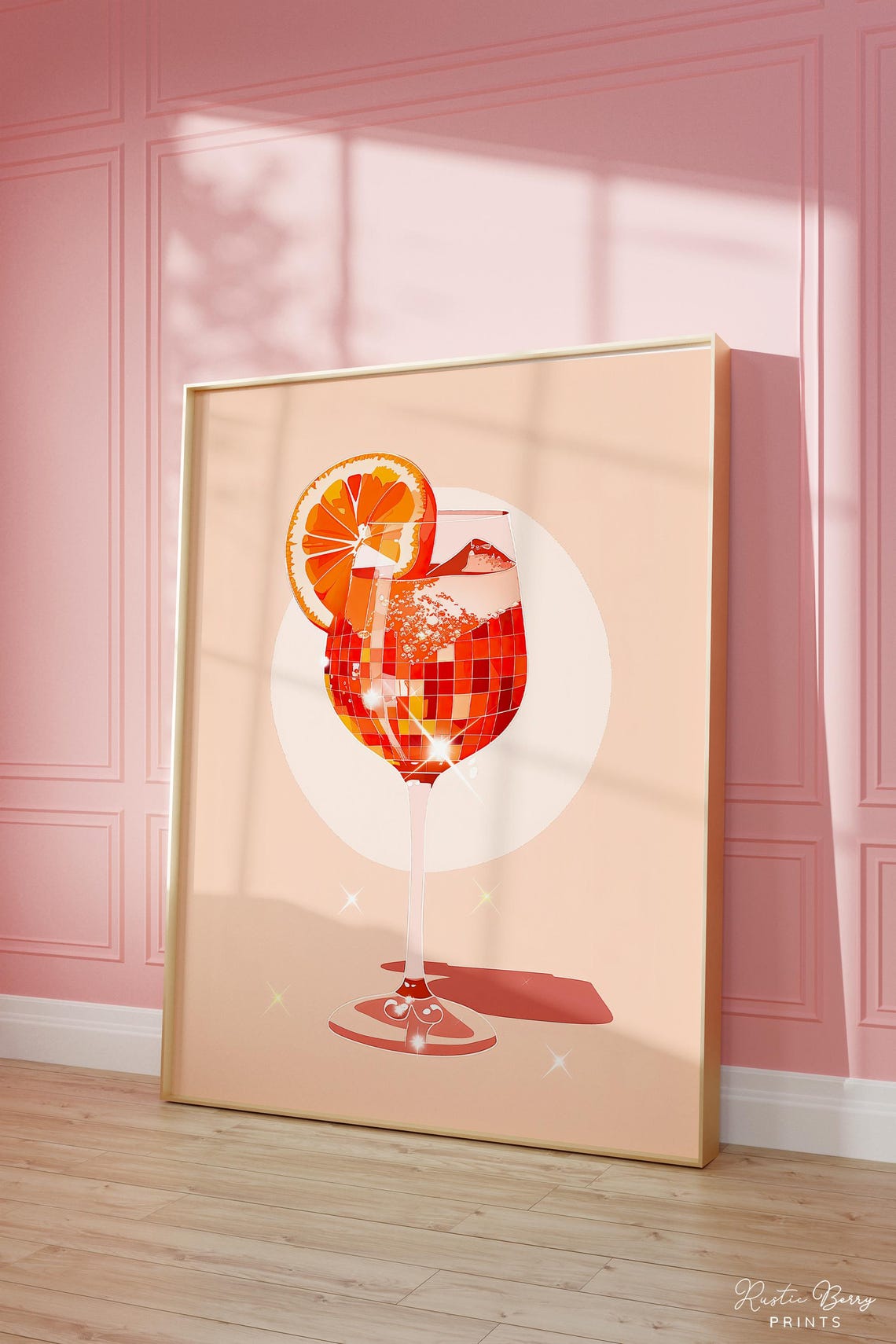 Disco Aperol Spritz Sparkling Orange Cocktail Bar Cart Decor Poster