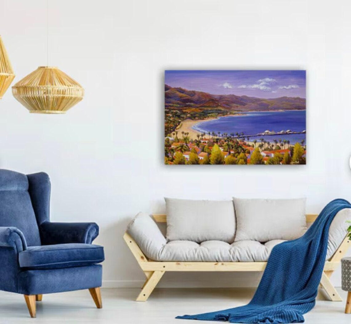Santa Barbara Cityscape Beach Painting Art Print - Image 3