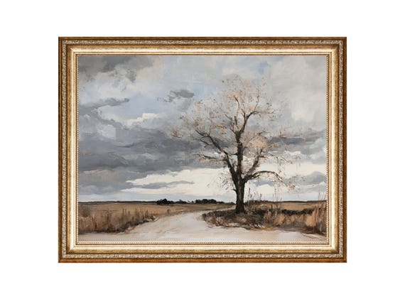 Tree Landscape Country Landscape Art Nature Art Oil Painting Cottage Core Art Vintage Painting Prints