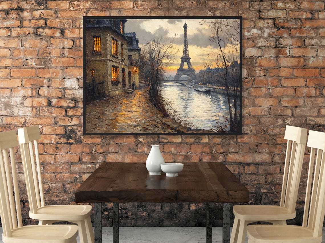Eiffel Tower Paris Cityscape Vintage Style Art Print - Image 2