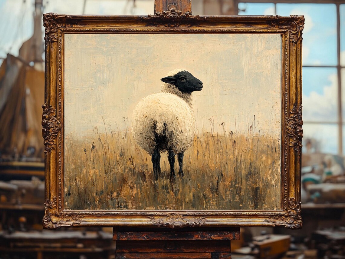 Lamb Painting, Rustic Sheep Farmhouse Art Print - Image 2