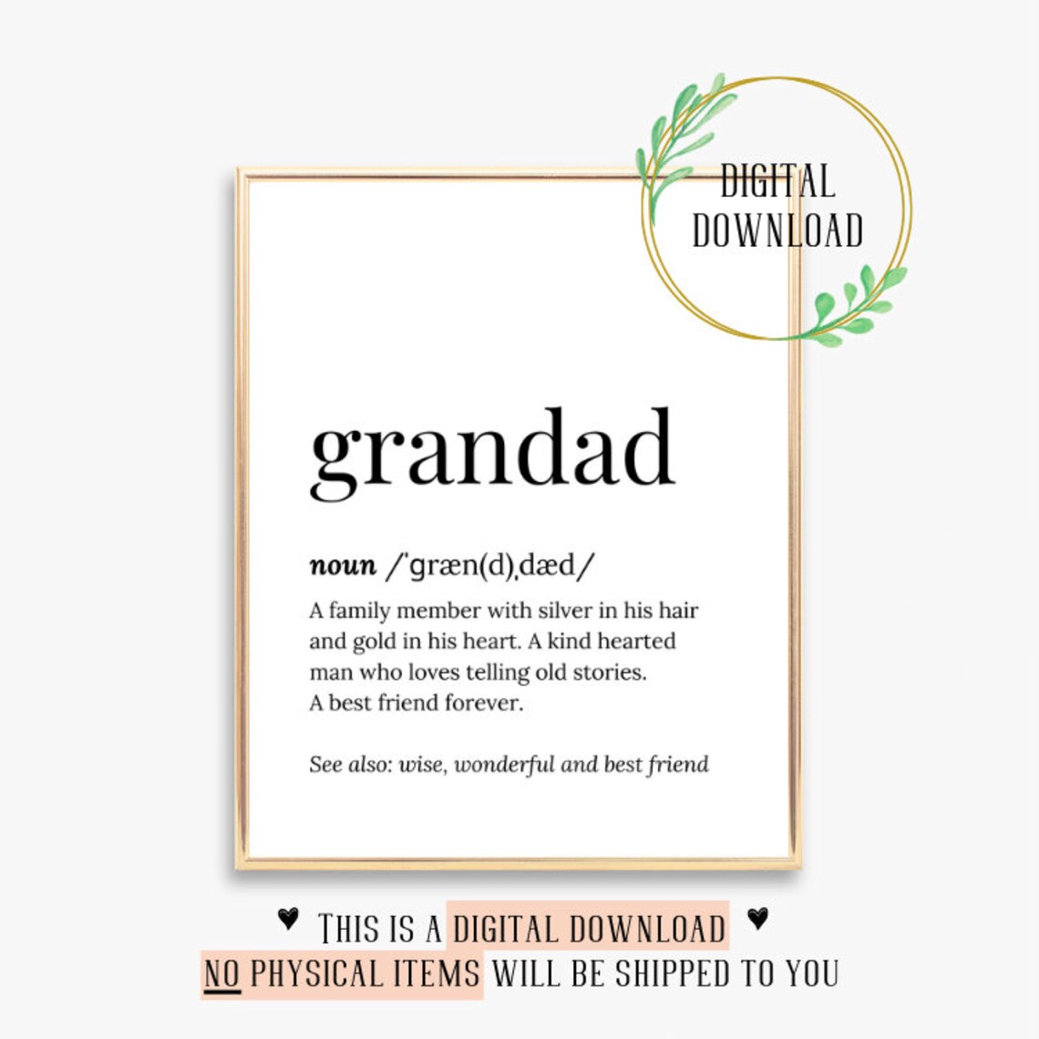 Grandad Dictionary Definition Gift for Best Grandfather Poster