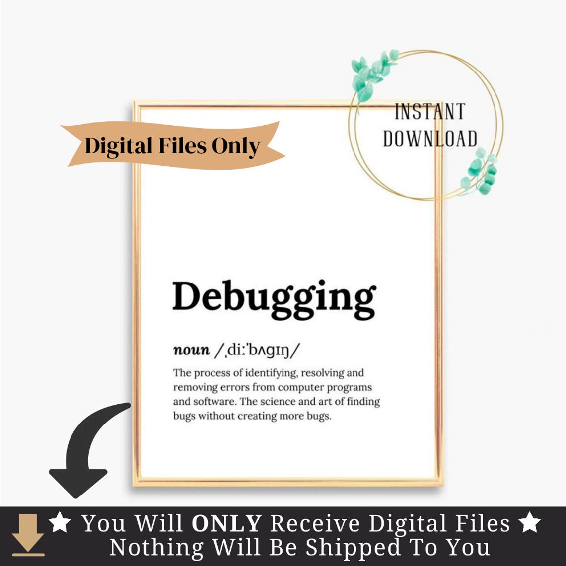 Debugging Definition Dictionary Serif Typography Programmer Poster