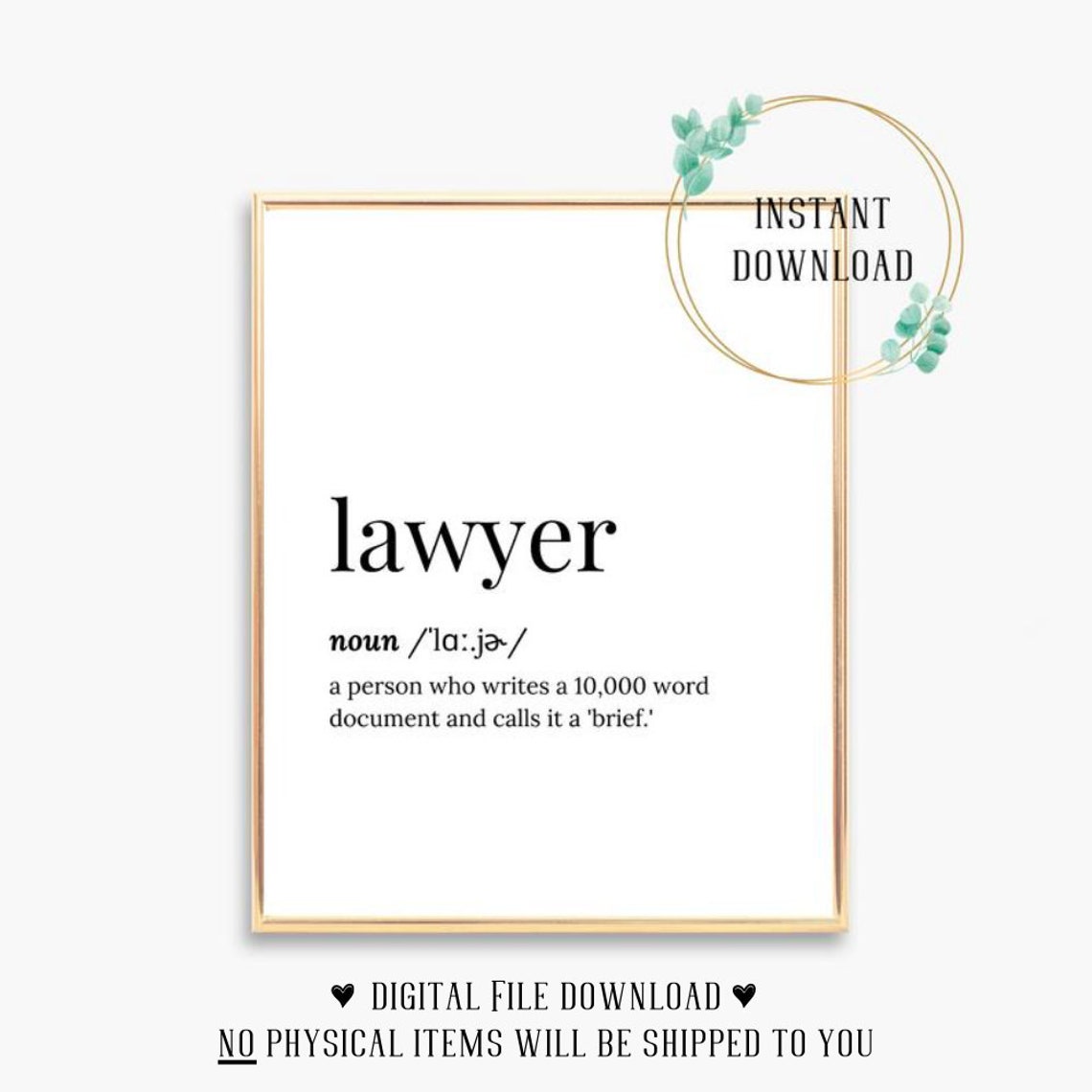 Lawyer Funny Dictionary Definition 10000 Word Brief Quote Poster