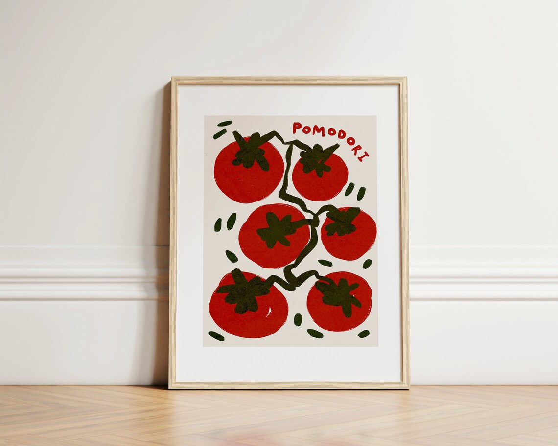 Pomodori Kitchen Wall Art Print, Cooking Decor