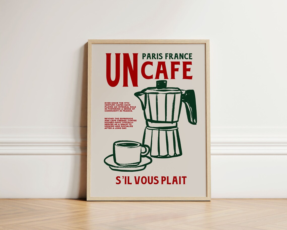 Un Cafe Sil Vous Plait Kitchen Poster Print