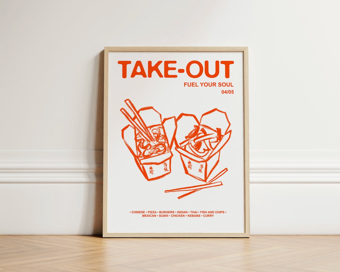 Take Out Fuel Your Soul Chinese Takeout Boxes Kitchen Decor Poster