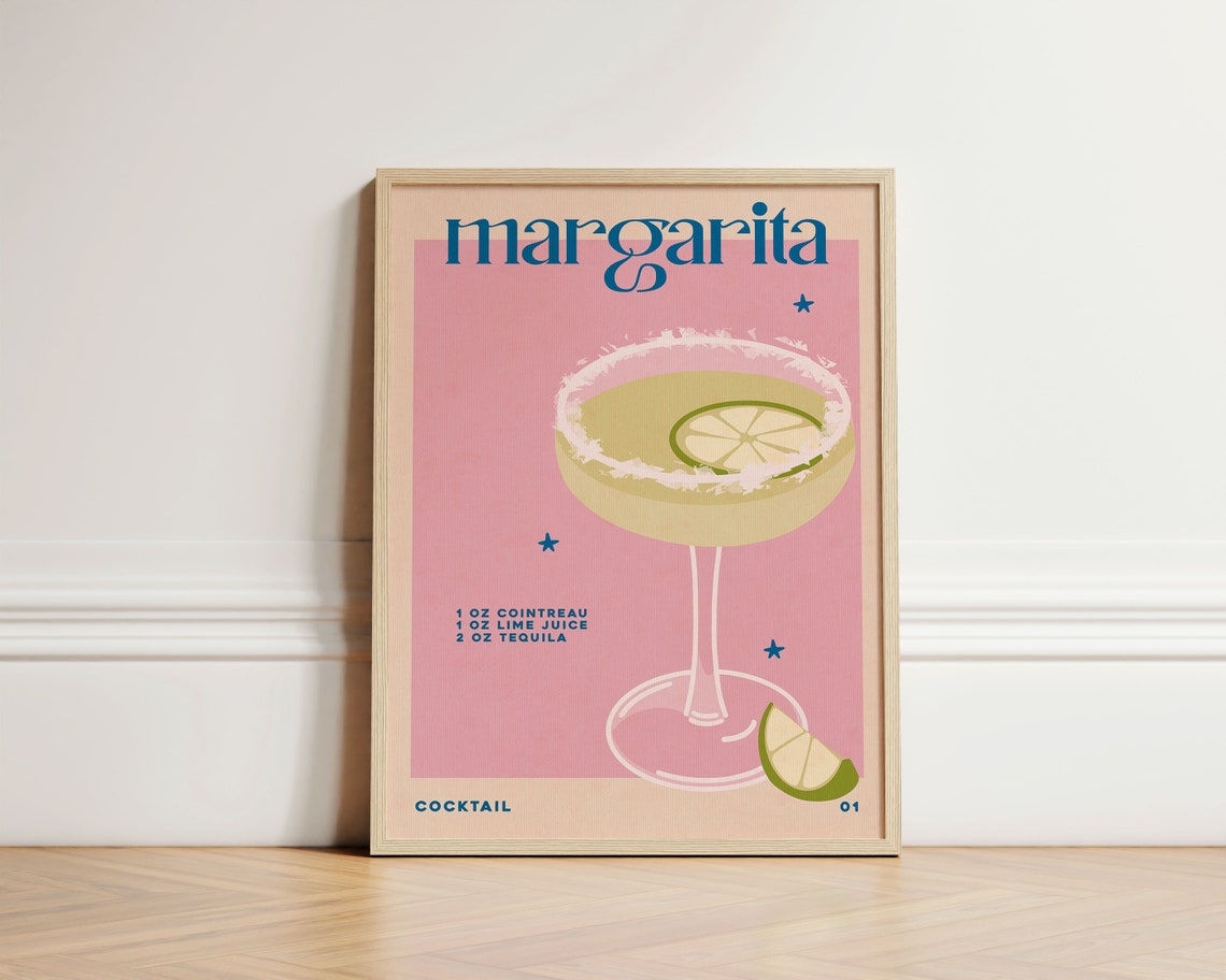 Margarita Retro Drink Bar Art Print