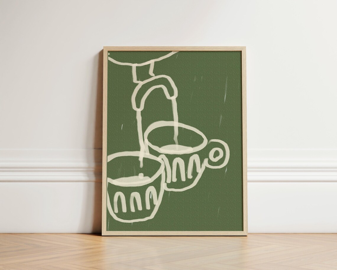 Coffee Mugs Kitchen Wall Art Poster Illustration