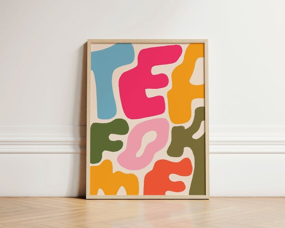 Tea for Me Bold Colorful Fun Groovy Retro Typography Art Print