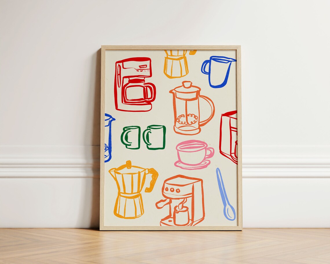 Coffee Makers Retro Kitchen Art Print