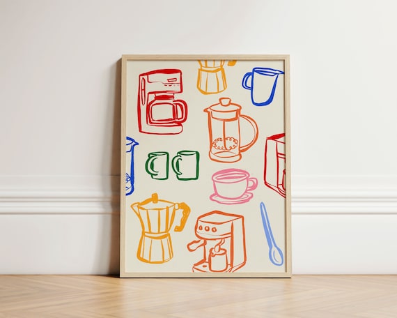 Coffee Makers Retro Kitchen Art Print