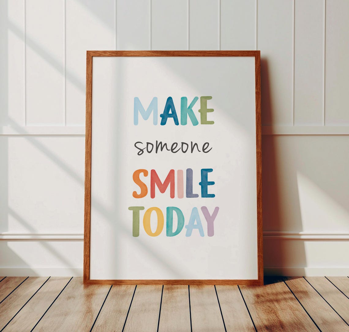 Make Someone Smile Today Rainbow Watercolor Uplifting Quote Poster - Image 4