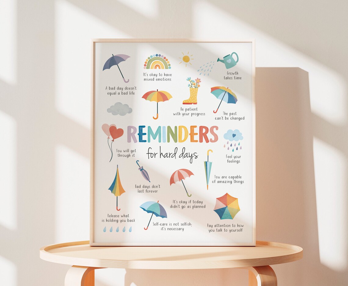 Reminders For Hard Days Therapy Office Art Print - Image 2
