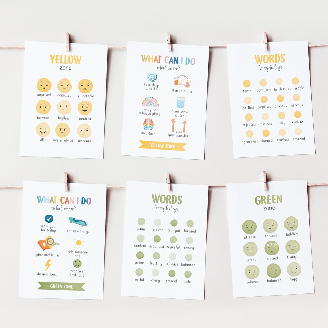 Zones Of Regulation 92 Flash Cards Emotional Toolbox Coping Set Poster - Image 2