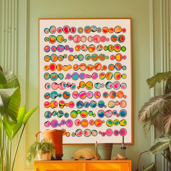 Colorful Abstract Wall Art Print Modern Geometric Circles Poster Vibrant Minimalist Home Decor For Living Room Or Office