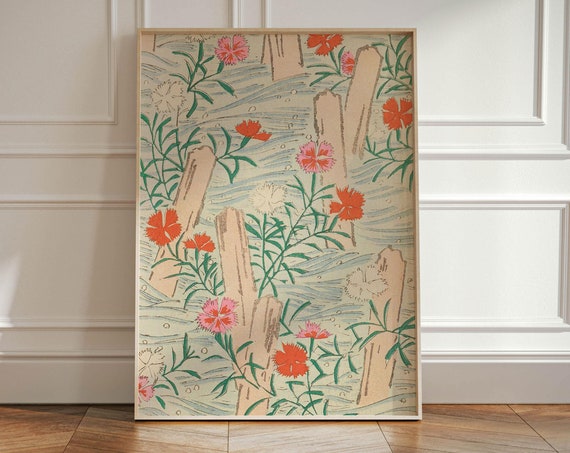 Korin Furuy Japanese Floral Ukiyo-E Exhibition Poster