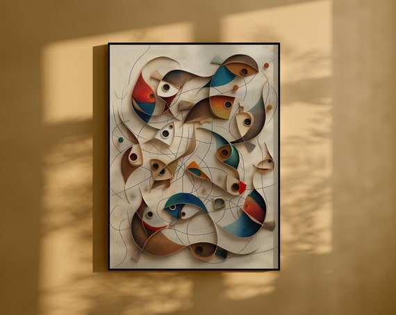 Abstract Fish Painting Arts Modern Wall Decor Art Prints Instant Wall Art