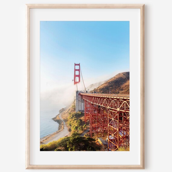 Golden Gate Bridge Fog Photo Poster Misty San Francisco Decor