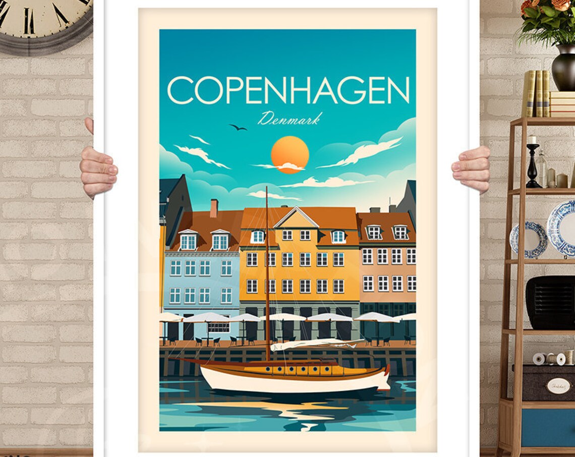 Copenhagen Travel Poster, Denmark Cityscape Print - Image 2