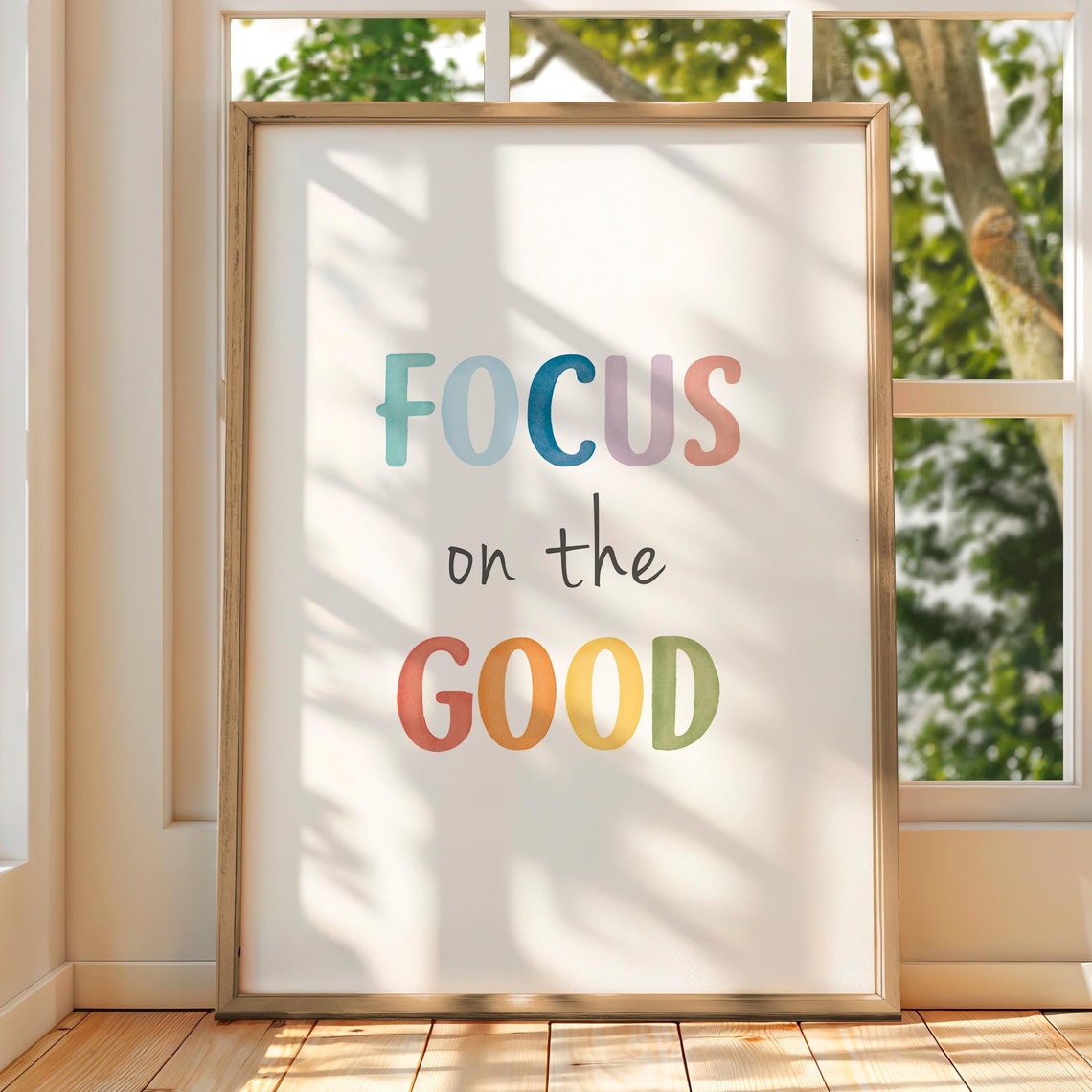 Focus On The Good Watercolor Positivity Quote Mindful Home Poster