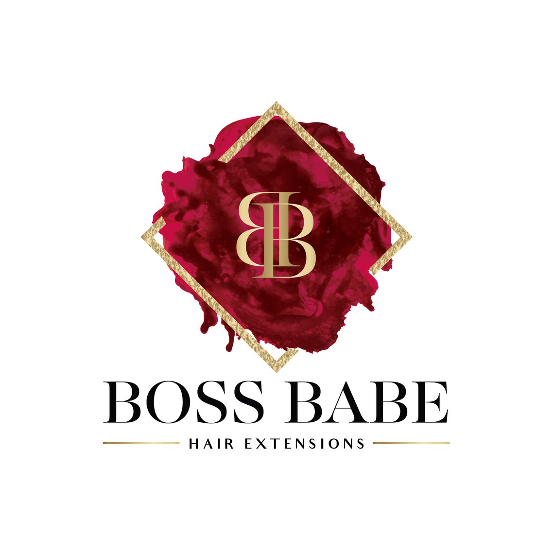 Premade Logo Gold Red Watercolor Logo Hair Salon Logo Boutique Beauty Salon Logo Makeup Artist Logo Lash Extensions Logo Hair Bundles Logo - Image 2