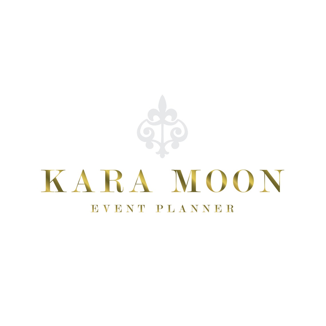 Kara Moon Event Planner Gold Luxury Serif Fleur De Lis Logo Poster - Image 2