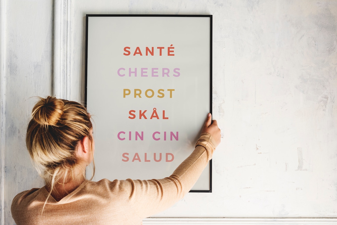 Cheers In Different Languages Bar Wall Art Print - Image 3