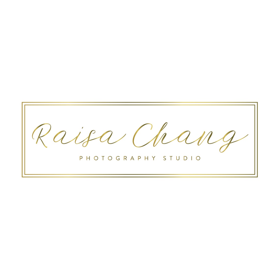 Raisa Chang Photography Studio Gold Script Framed Logo Poster