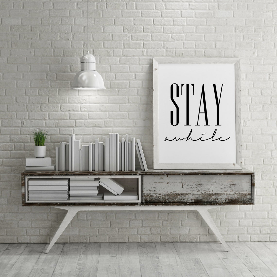 Stay Awhile Elegant Tall Serif Script Guest Room Decor Print - Image 2