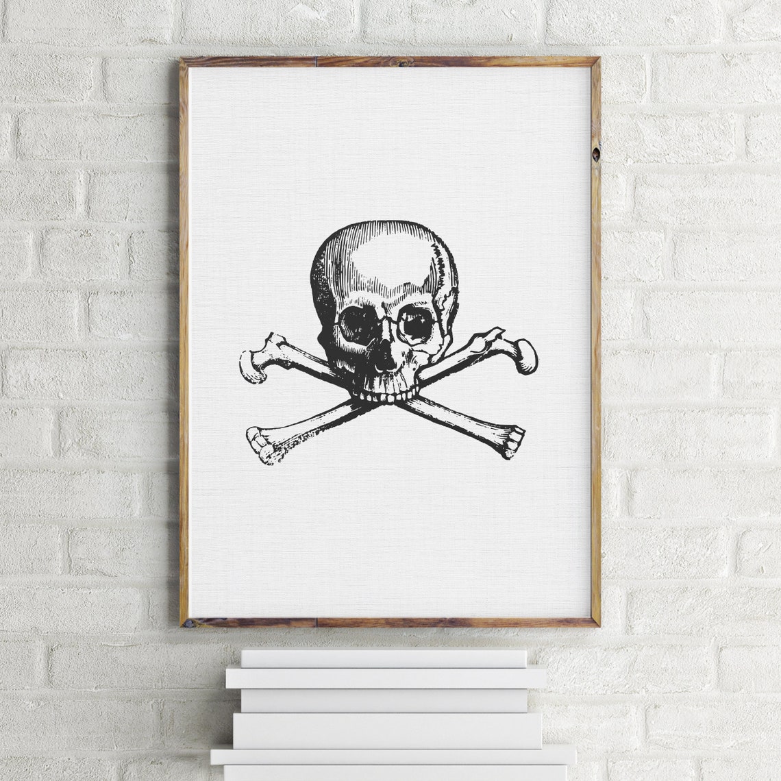 Skull and Crossbones Vintage Engraving Jolly Roger Gothic Wall Art - Image 4