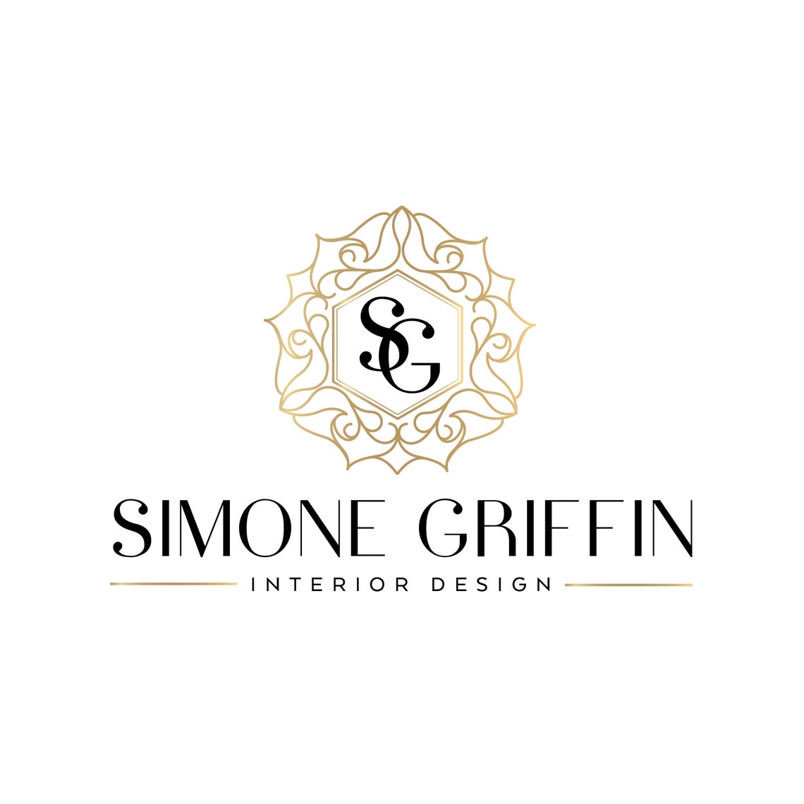 Simone Griffin Interior Design Gold Ornate SG Monogram Poster - Image 2
