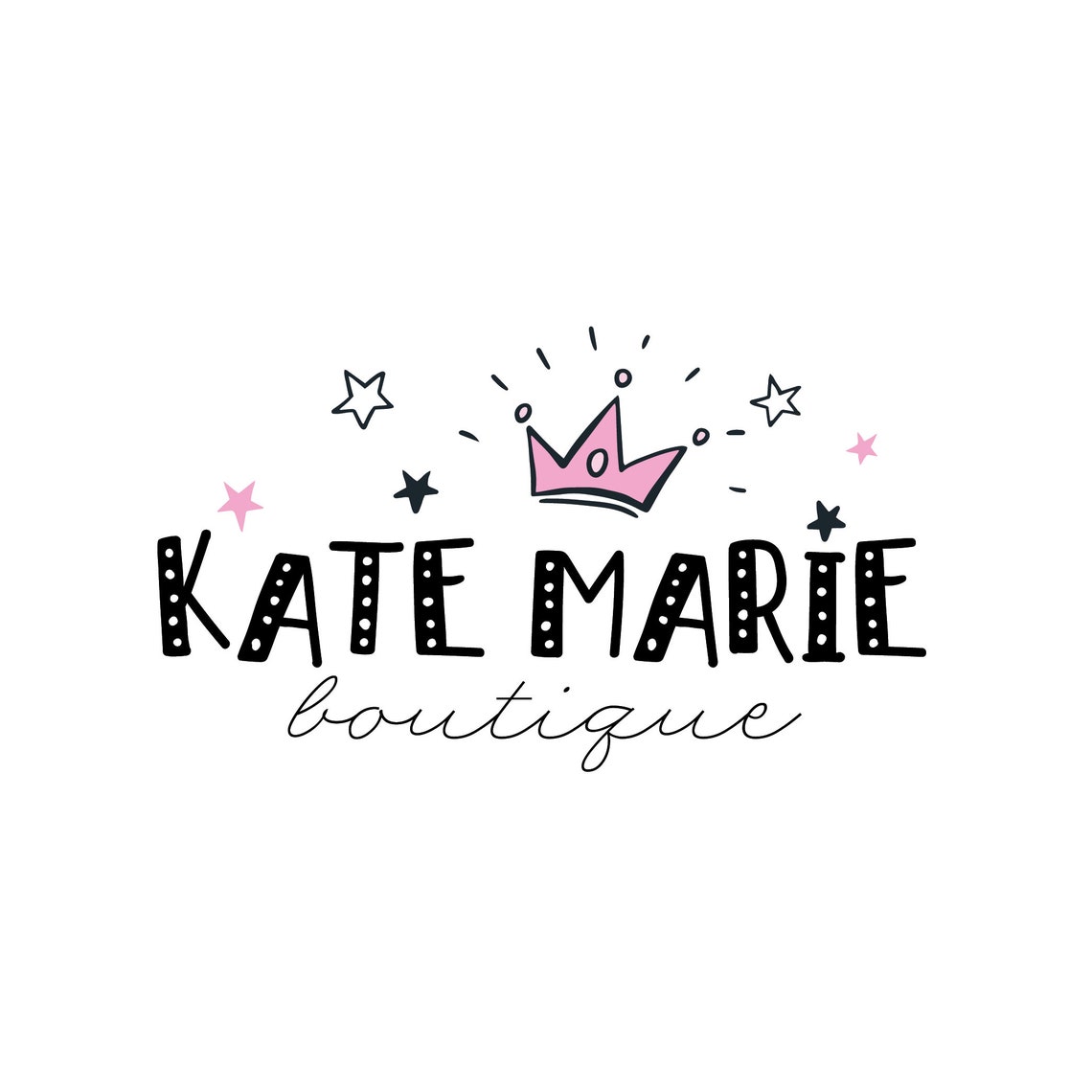 Premade Logo Princess Crown Logo Baby Boutique Logo Stars Logo Newborn Photography Logo Children Boutique Logo Kids Logo Baby Shop Pink Logo - Image 2