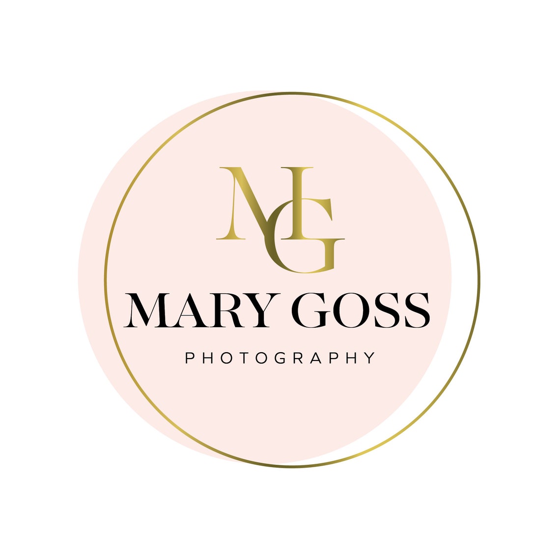 Mary Goss Blush Pink Circle Gold Ring Photography Logo Design Print