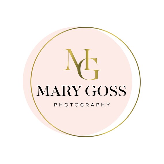 Mary Goss Blush Pink Circle Gold Ring Photography Logo Design Print
