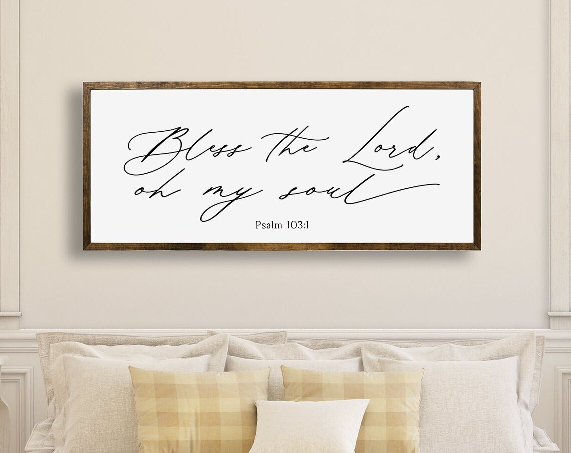 Psalm 103:1 Bless the Lord Scripture Art Print, Farmhouse