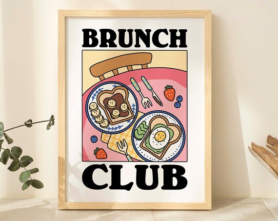 Eclectic Pink Kitchen Brunch Club Poster Print