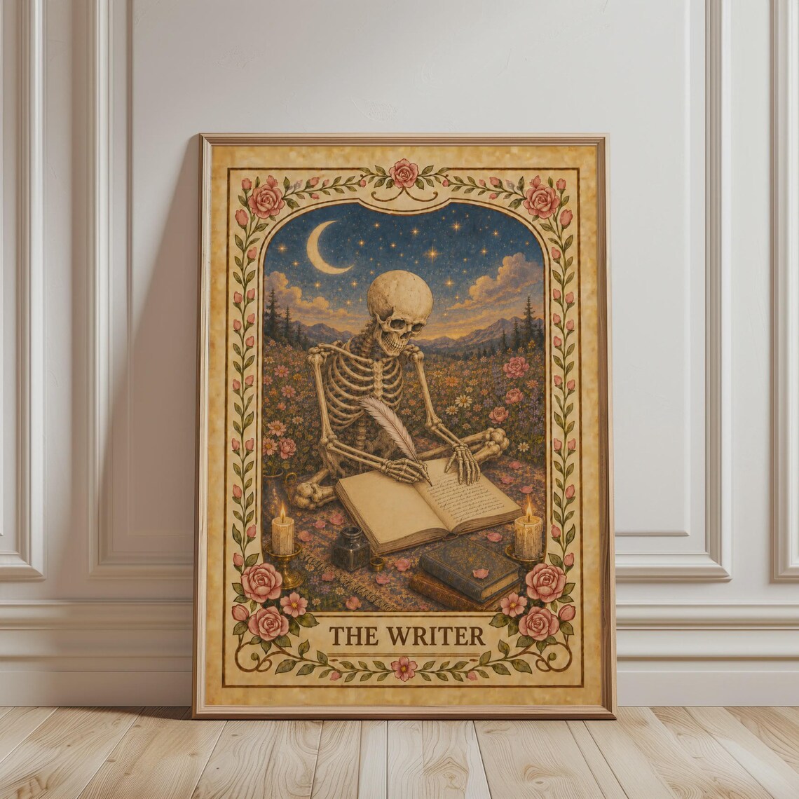 Writer Tarot Card Vintage Poster, Mystic Botanical