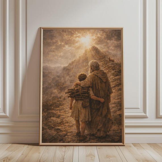 Abraham And Isaac Wall Art Old Testament Genesis 22 Biblical Scene Print Religious Christian Poster For Catholic Home Decor